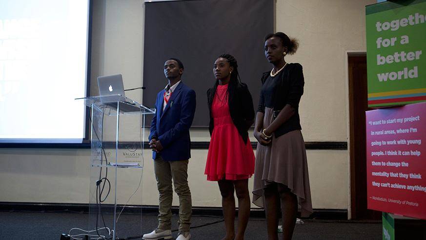 The trio of Annet Mukamurenzi, Gerard Ndayishimiye and Yvette Abizeyimana are graduates from EARTH University, Costa Rica