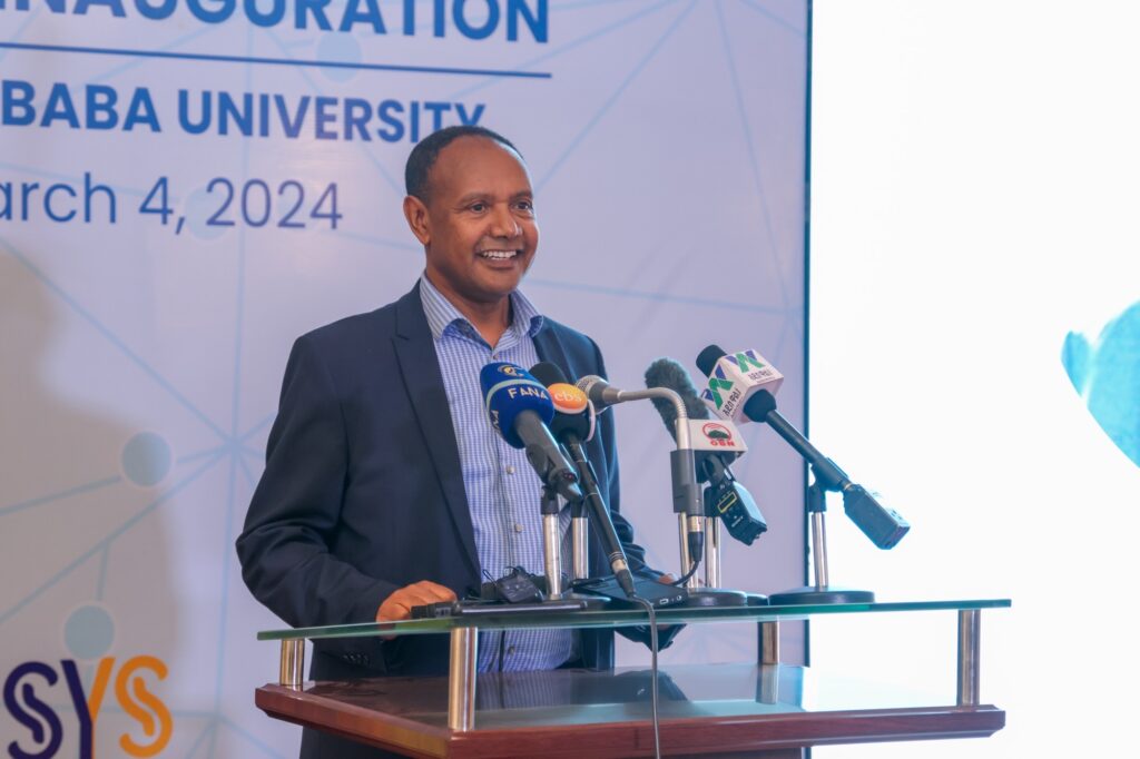 Samuel Adela Speaking at the Inauguration Ceremony of the Ethiopian Multimedia Studios